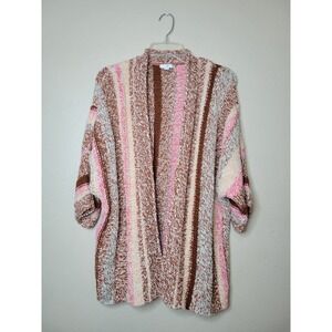 J. Jill Easy Dolman Multi-Colored Striped Open Front Cardigan Size Large‎